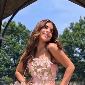 Elena Collection Floral Couture Pink Corset Top OOAK